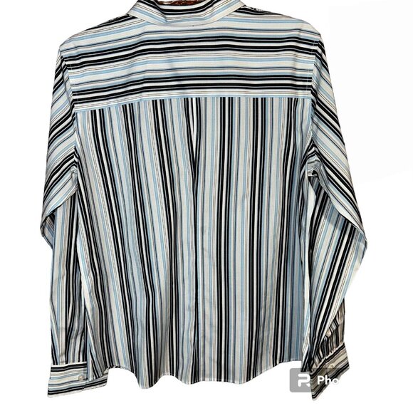 Alex Marie Wrinkle-Free Striped Shirt 12  Quiet Luxury Preppy Office Chic - Picture 2 of 5